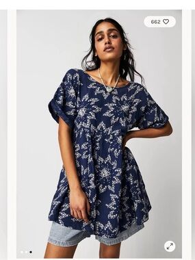 Free people Belezza printed babydoll dress size Large Anthropology boho NWOT